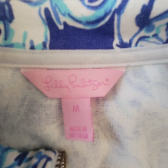 Lilly Pulitzer Skipper Popover 3/4 Zip - Get Trunky Bomber Blue - Size M - Picture 3 of 6